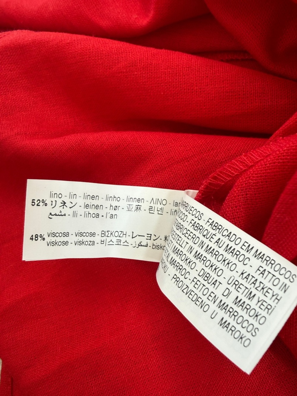 Red Zara Spaghetti Strap Linen Blend Midi Dress - NWOT Size M - Picture 9 of 10